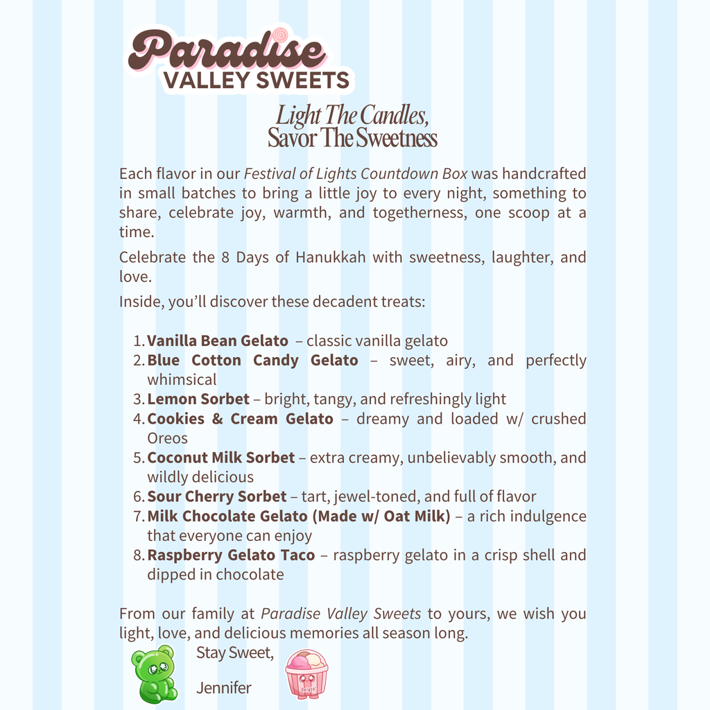 Festival of Lights Countdown Box Letter Paradise Valley Sweets